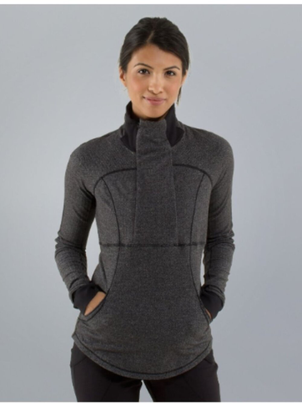Lululemon Base Runner 1/2 Zip Heathered Gray